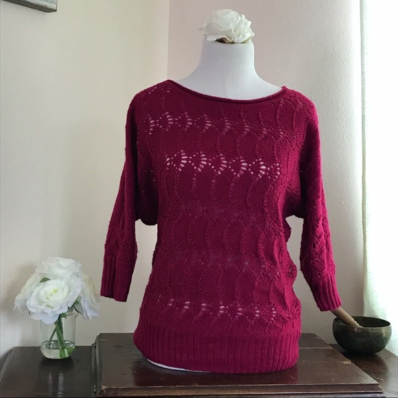 Lauren Conrad Dolman sweater maroon - Picture 2 of 5